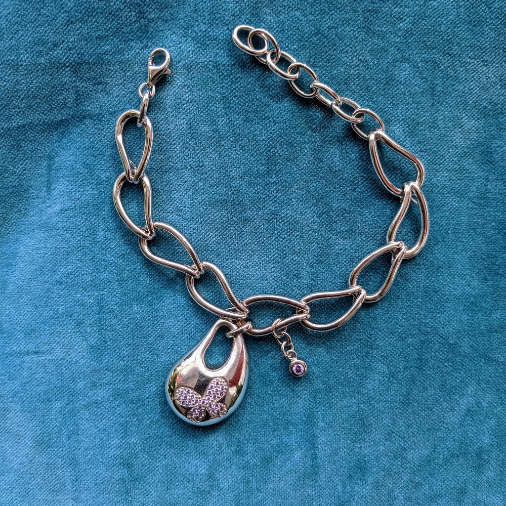 Sterling silver chain bracelet with charms